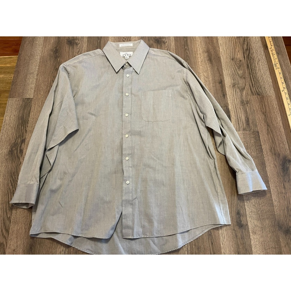 ENRO Shirt, Men's Size 18.5 34-35, Gray, Button Up, Long Sleeve